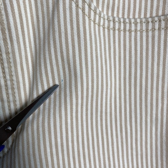 Old Navy Women's Beige Striped Extra High Rise Cotton Pants Size 10 Straight Leg - Picture 15 of 16